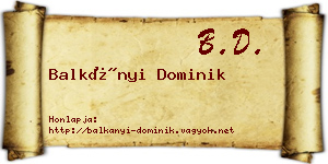 Balkányi Dominik névjegykártya